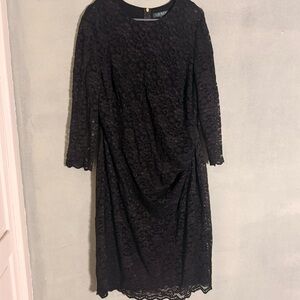 Lauren Ralph Lauren  Lace 3/4 Sleeve Dress Size Little Black Dress Sz 18